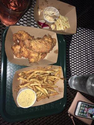 Chicken tenders with fried and creole honey mustard and parade cheese and firecrackers