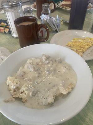 One biscuit and gravy $3 and one egg.