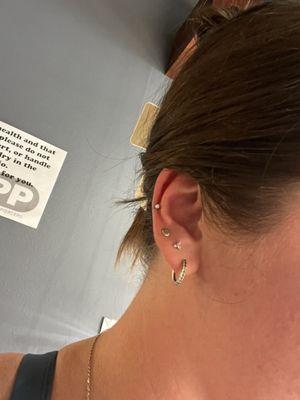 Helix piercing and stud cost $87