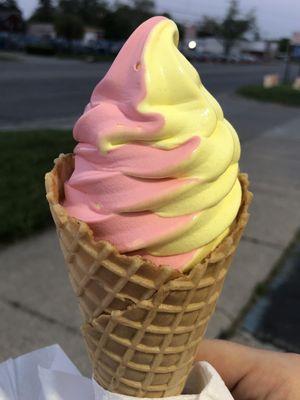 Watermelon Lemonade Twist on a Waffle Cone