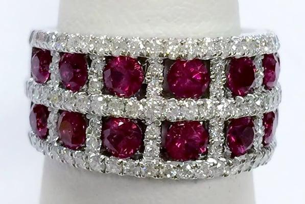 Gorgeous diamond and ruby double row anniversary style band