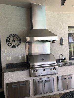 Alfresco Grill and Falmec Vent Hood, with custom Stainless Steel Backsplash