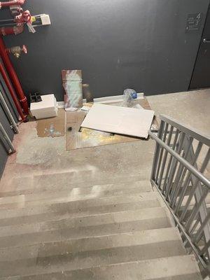 Months of the stairwell being blocked by debris