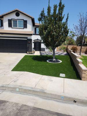 Artificial turf and wall