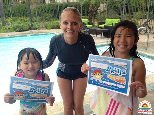 Kids swim lessons -students receive a certificate of completion after finishing their swim program