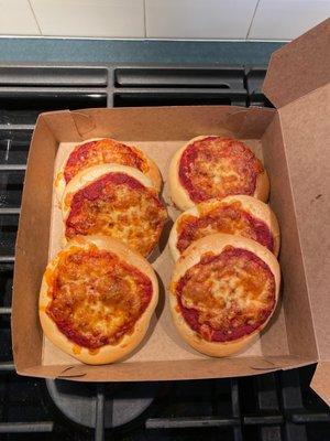 Hot and fresh pizza bagels! Delicious.