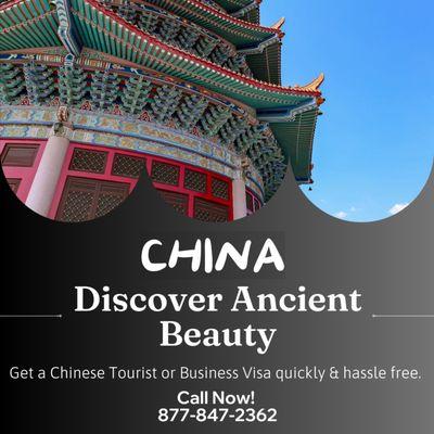 Discover Ancient Beauty - Get a China Tourist Visa or China Business Visa quick & hassle free.