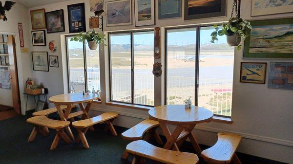 Dining area overlooking glider runway