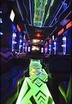 Great White - 46-Passenger Party Bus Interior