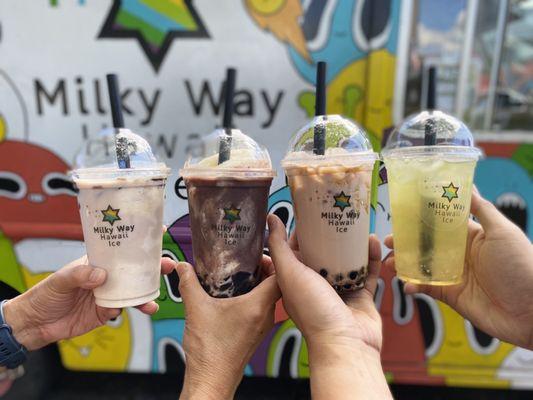 Taro, azuki, amber boba and agar tea