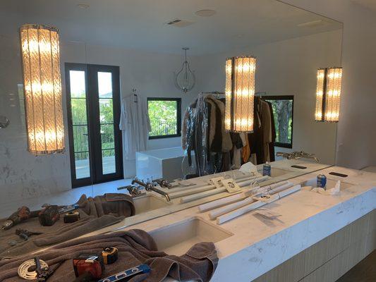 Bathroom sconces installation