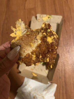 The chicken patty on my spicy Deluxe McCrispy