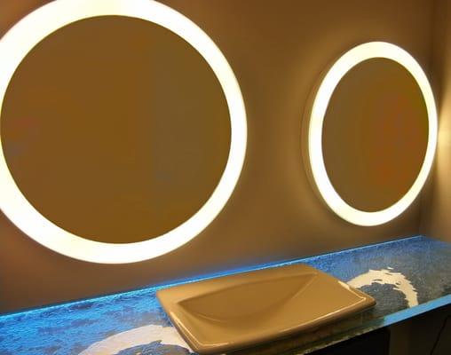 Custom glass countertops and LED lighting from Glass Nook.