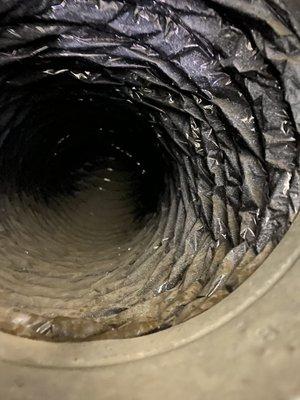 Flex duct before cleaning