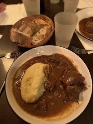 Beef and mashed potatoes in France