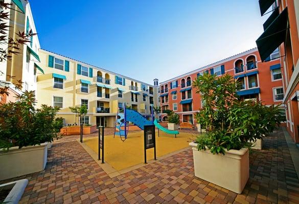 Interior courtyard and playground at Bella Castello