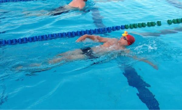 Having a little fun with a rubber duckie at practice.