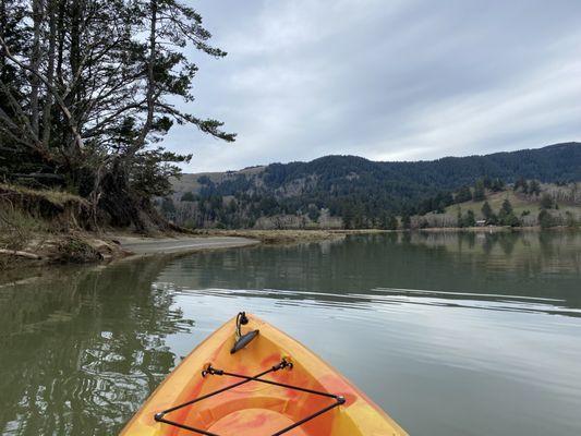 Safari Town Surf exploring the still waters on a Guided Kayak Tour of the Salmon River.