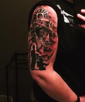 Awesome firefighter tribute tattoo!