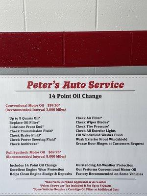 Oil Change Options & Pricing