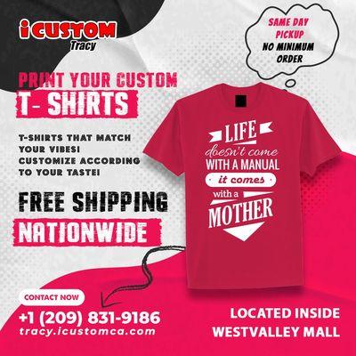 Upgrade your style with unique custom design T-Shirt. Order Custom T-Shirt from iCustom with Free Shipping Nationwide!