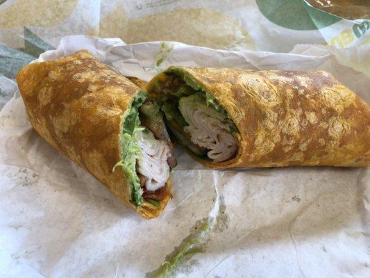 Turkey Bacon & Avocado in a Tomato Basil Wrap