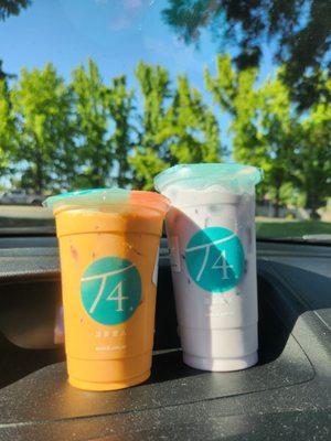 Thai tea and taro milk tea