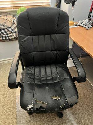 Office chair before reupholster service