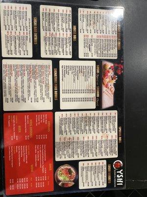 Menu at the register (side 1)