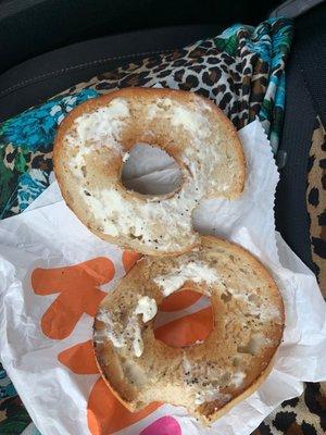 Bagel with extra cream cheese