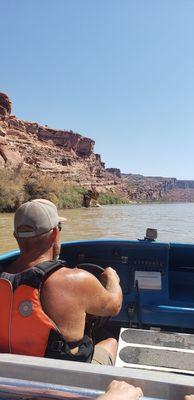 Captain Jeremy zooming on the Colorado River.