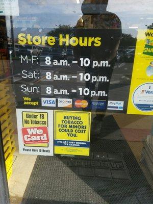 Daily hours.