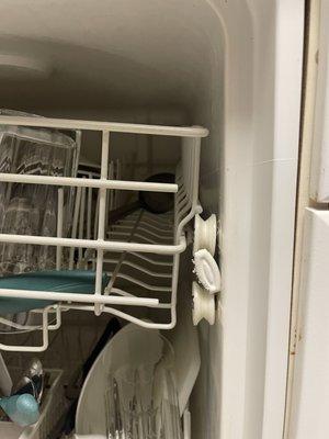 dishwasher slide falls off track