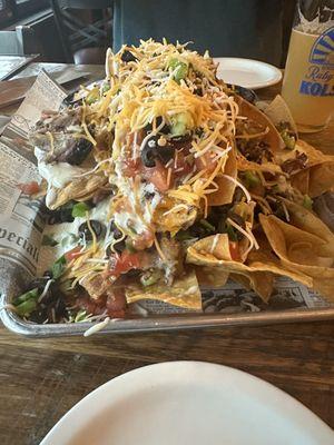 Mile high nachos with pork