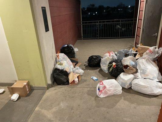 Trash pile on 3rd floor