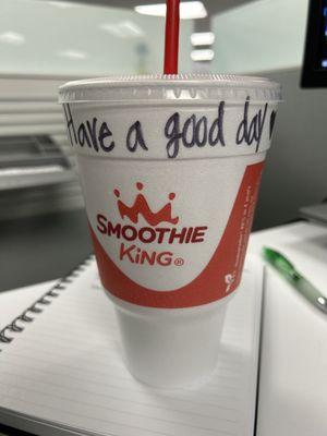 Smoothie with note