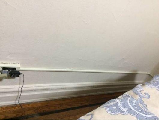 Wiremold to extend power from one outlet behind a bed and create a new outlet without breaking sheetrock