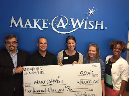 At the Insurors of Memphis annual 2016 Golf and Picnic, we raised $4000 for Make-A-Wish® Mid-South.