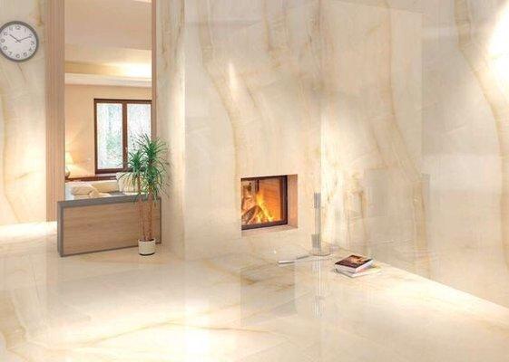 Stone fireplace