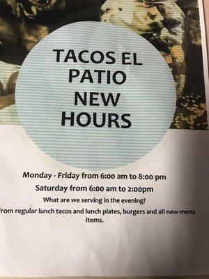 New hours.