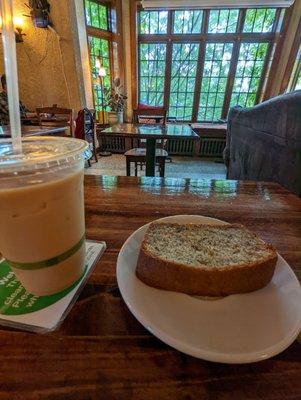 Iced coffee and banana bread