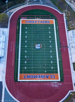 Aerial view of the Chieftans football field at Clairemont High