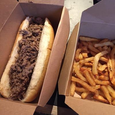 Meh...basic cheesesteak and soggy fries.