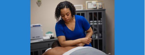 President of Heavenly Hands Massage Bodywork performing sports massage techniques