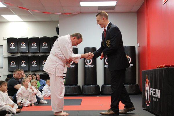 Earning his new belt