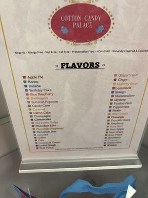 Menu of flavors!