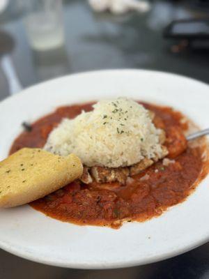 The jambalaya was a mix of spices and flavors with the right amount of sauce to meat to rice ratio.