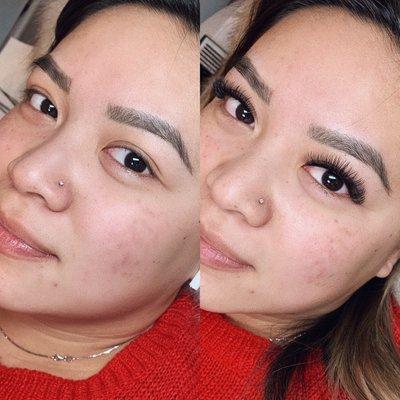 Before & after volume lashes