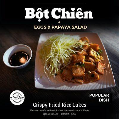 Bánh Bột Chiên - Crispy Dried Rice Flour Cakes with Eggs and Papaya Salad