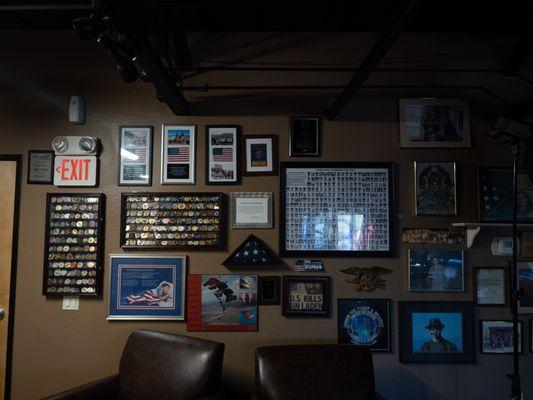 Upstairs in our Heroes tribute room. hundreds of honoraria and pieces of history honoring those who serve.